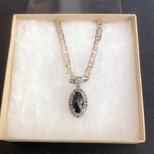 Vintage Black Onyx 925 Sterling Silver Necklace